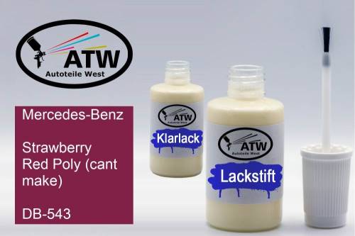 Mercedes-Benz, Strawberry Red Poly (cant make), DB-543: 20ml Lackstift + 20ml Klarlack - Set, von ATW Autoteile West.